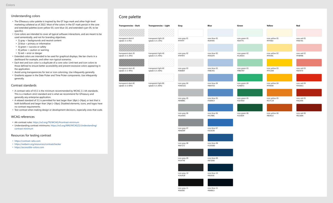 Design system shot, color palette