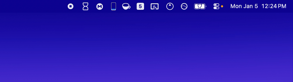 Tock running in the macOS menu bar