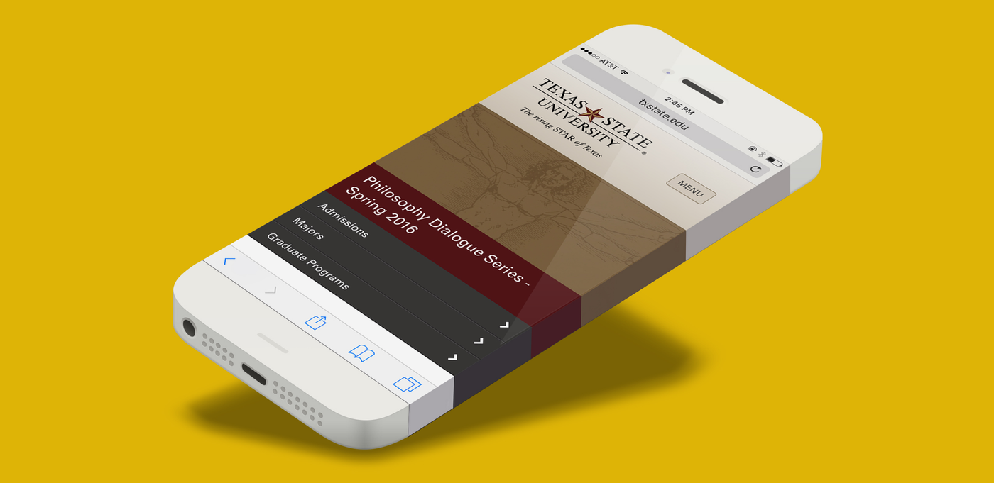 Texas State homepage mockup