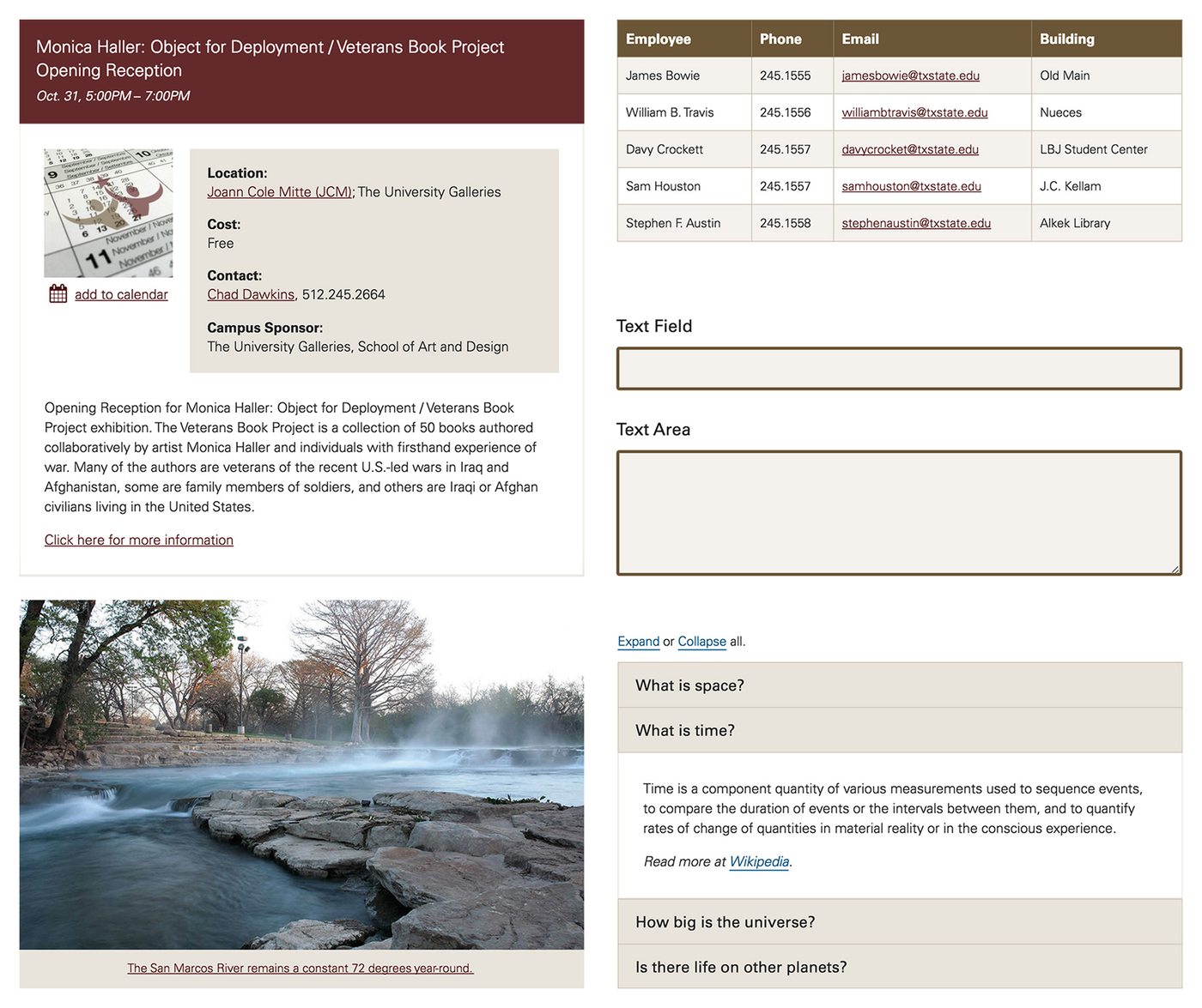 Style guide component examples
